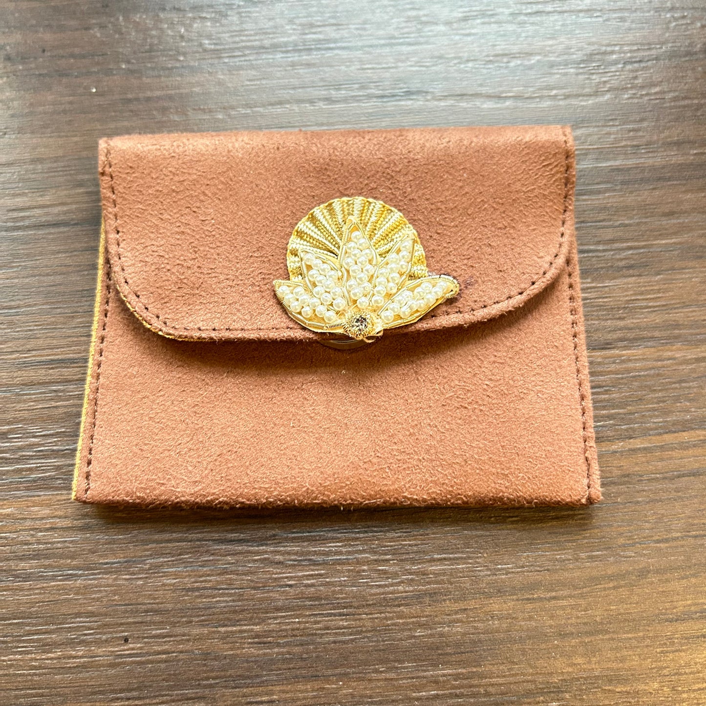 Lotus Motif Suede Envelope - Small