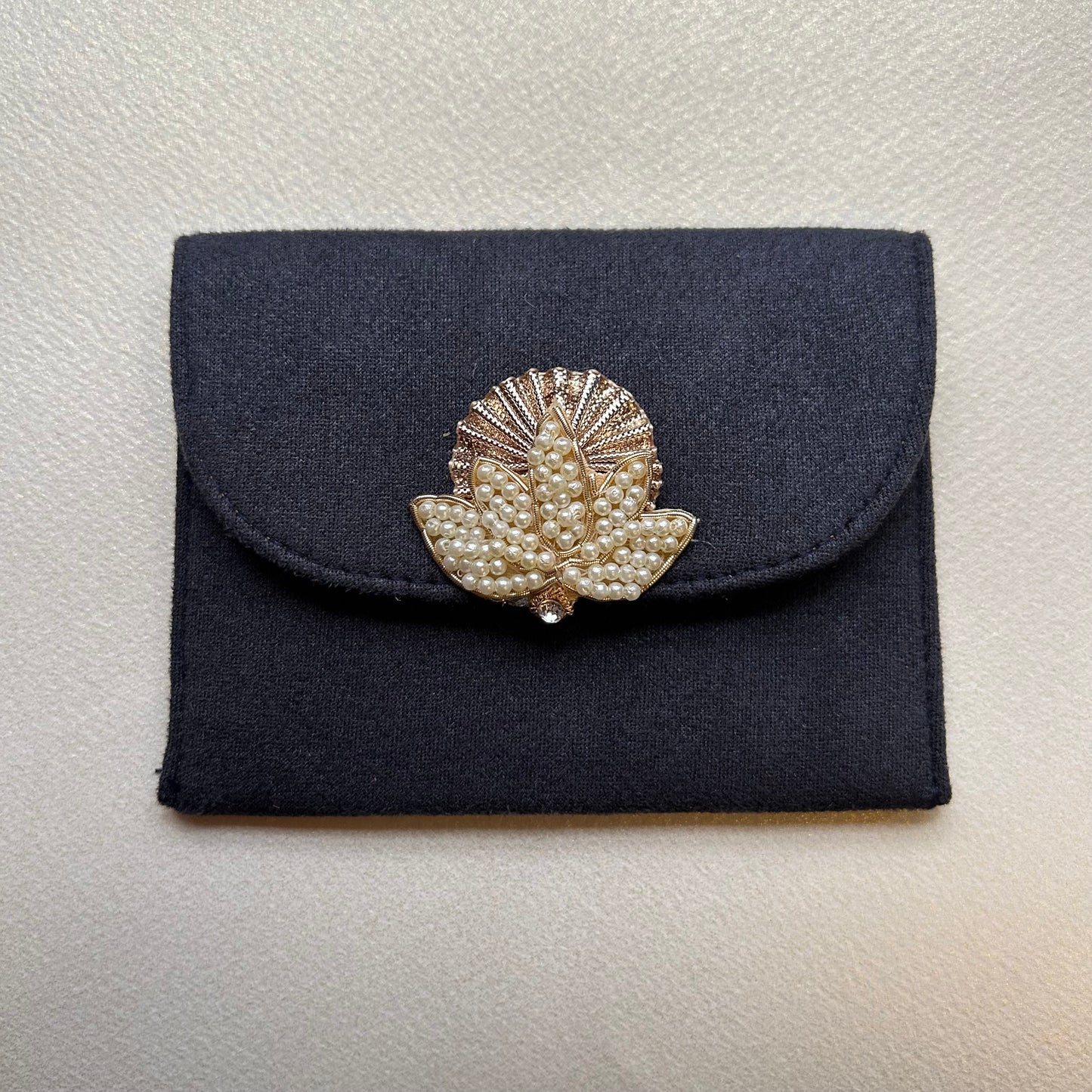 Lotus Motif Suede Envelope - Small