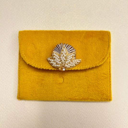 Lotus Motif Suede Envelope - Small