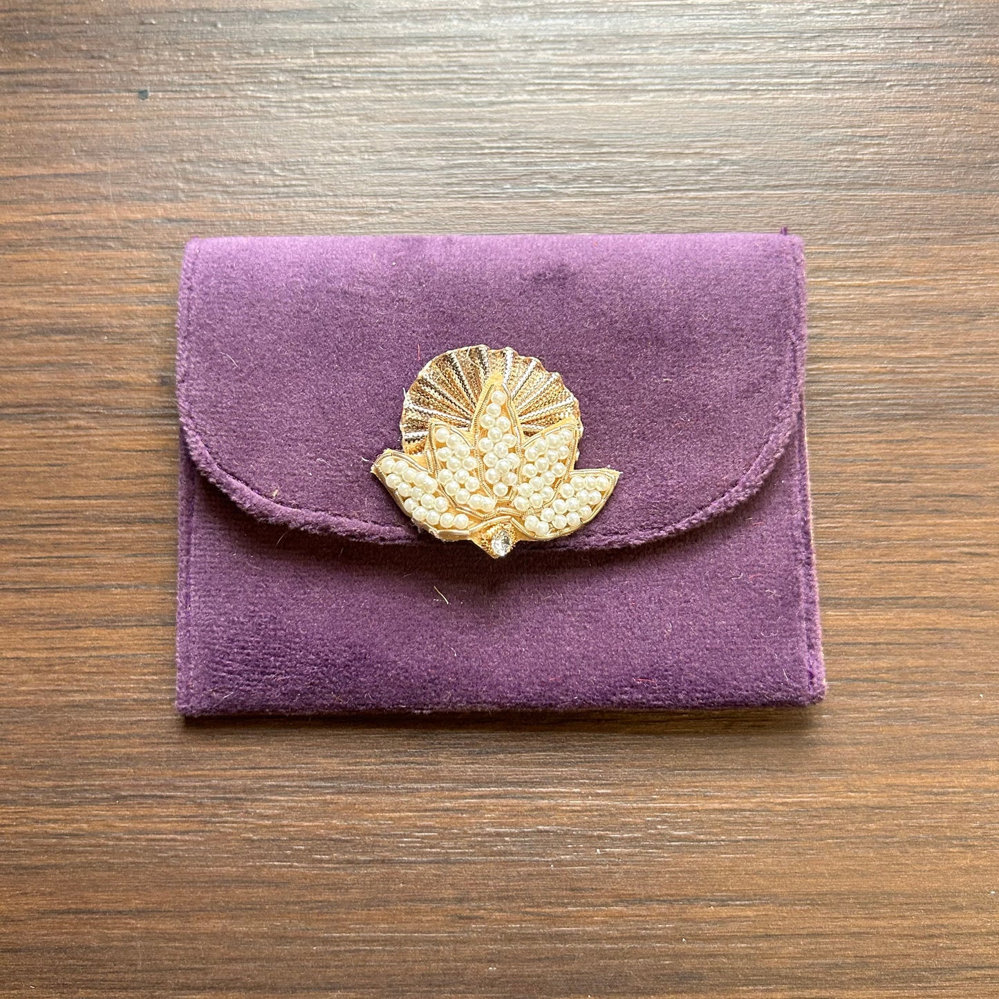 Lotus Motif Suede Envelope - Small