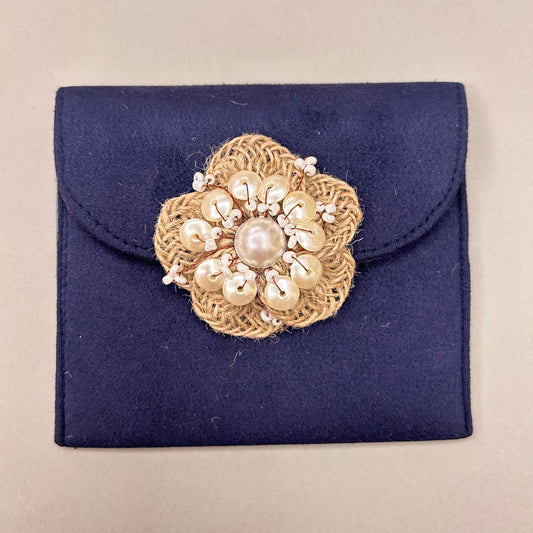 Jute Flower Suede Envelope - Medium