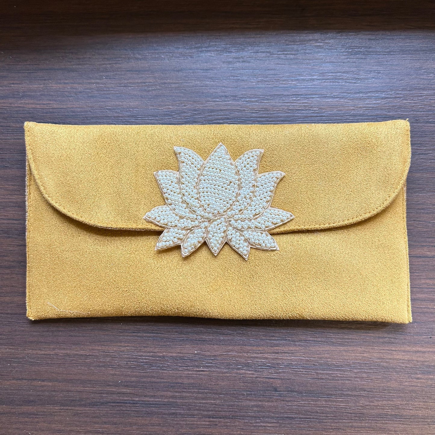 Lotus Motif Suede Foam Envelope - Large