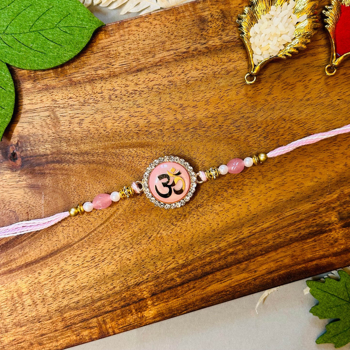 Stone Ring Om Chakalya - handcrafted Chakalya for Raksha Bandhan puja, colour detail | Traditions4u