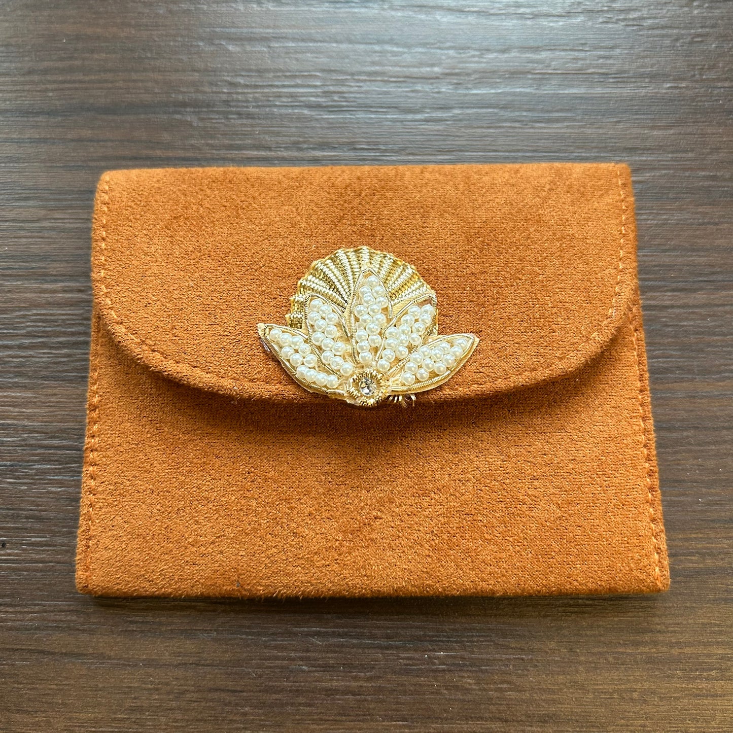 Lotus Motif Suede Envelope - Small