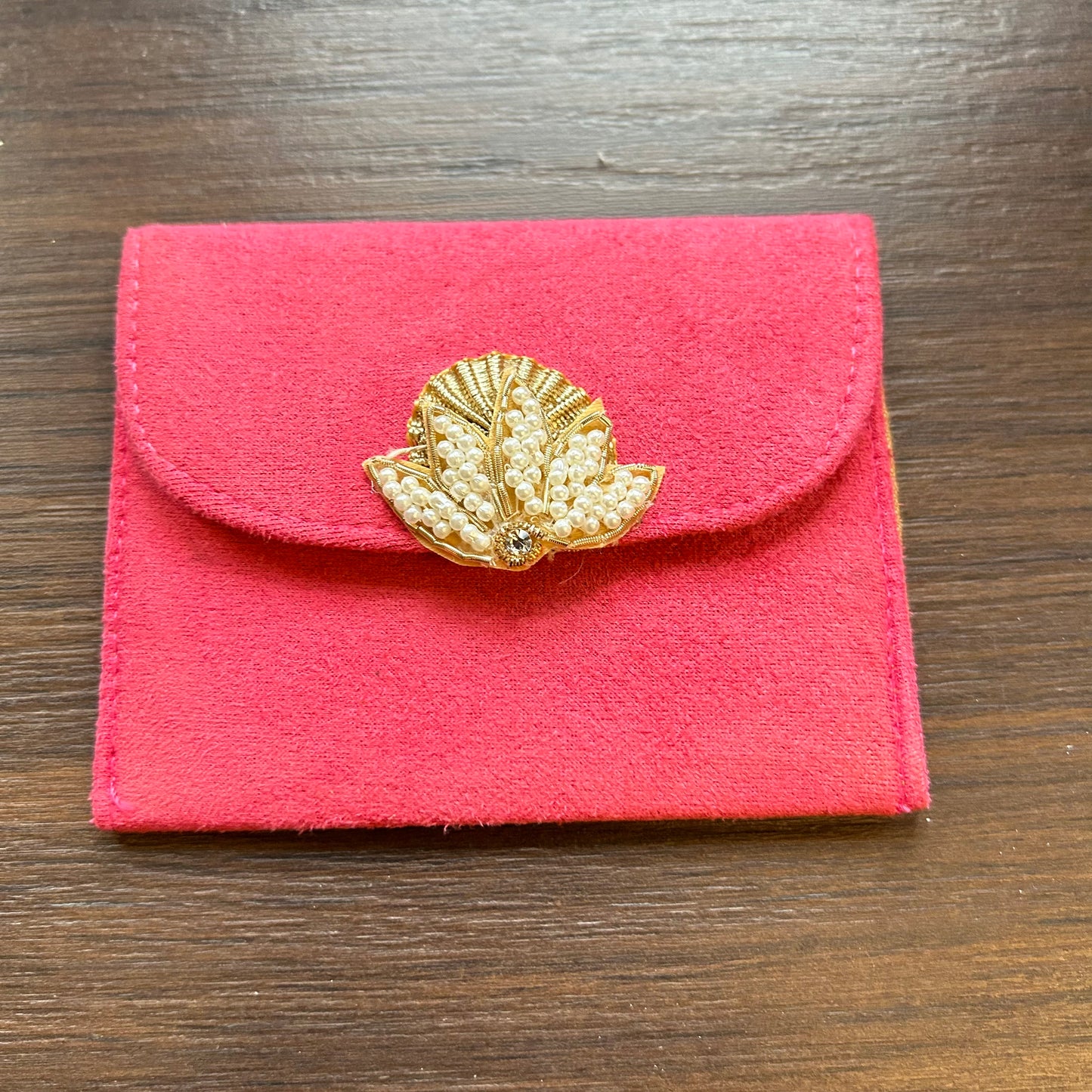 Lotus Motif Suede Envelope - Small