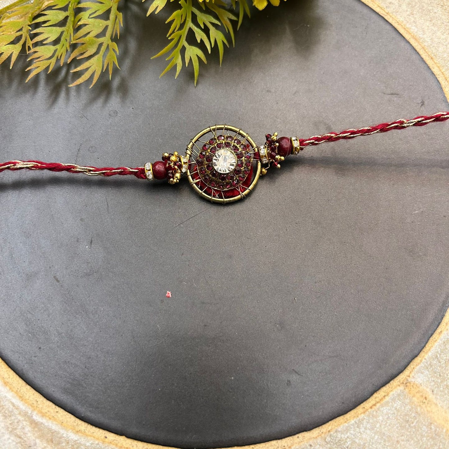 Red with White Stone Rakhi