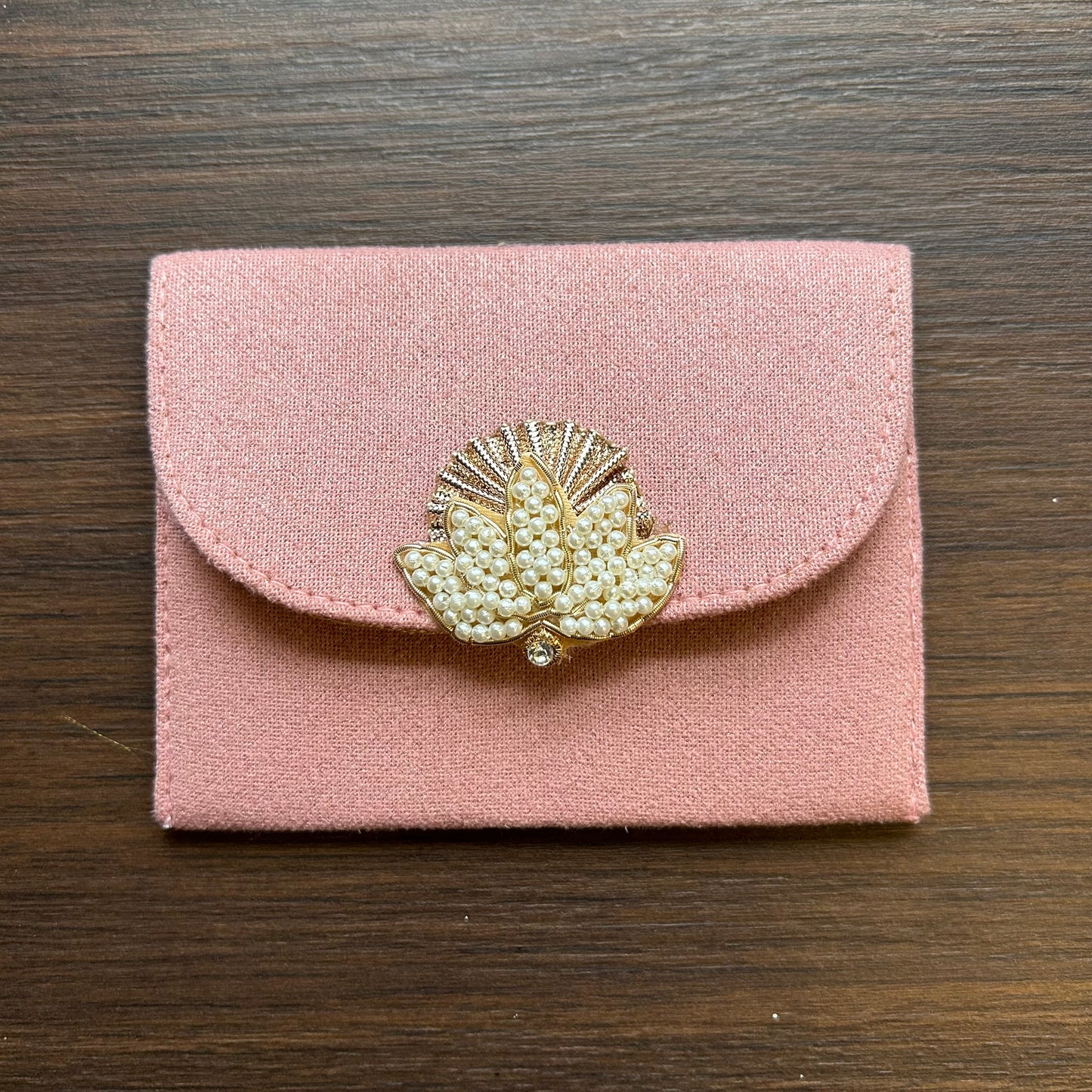 Lotus Motif Suede Envelope - Small