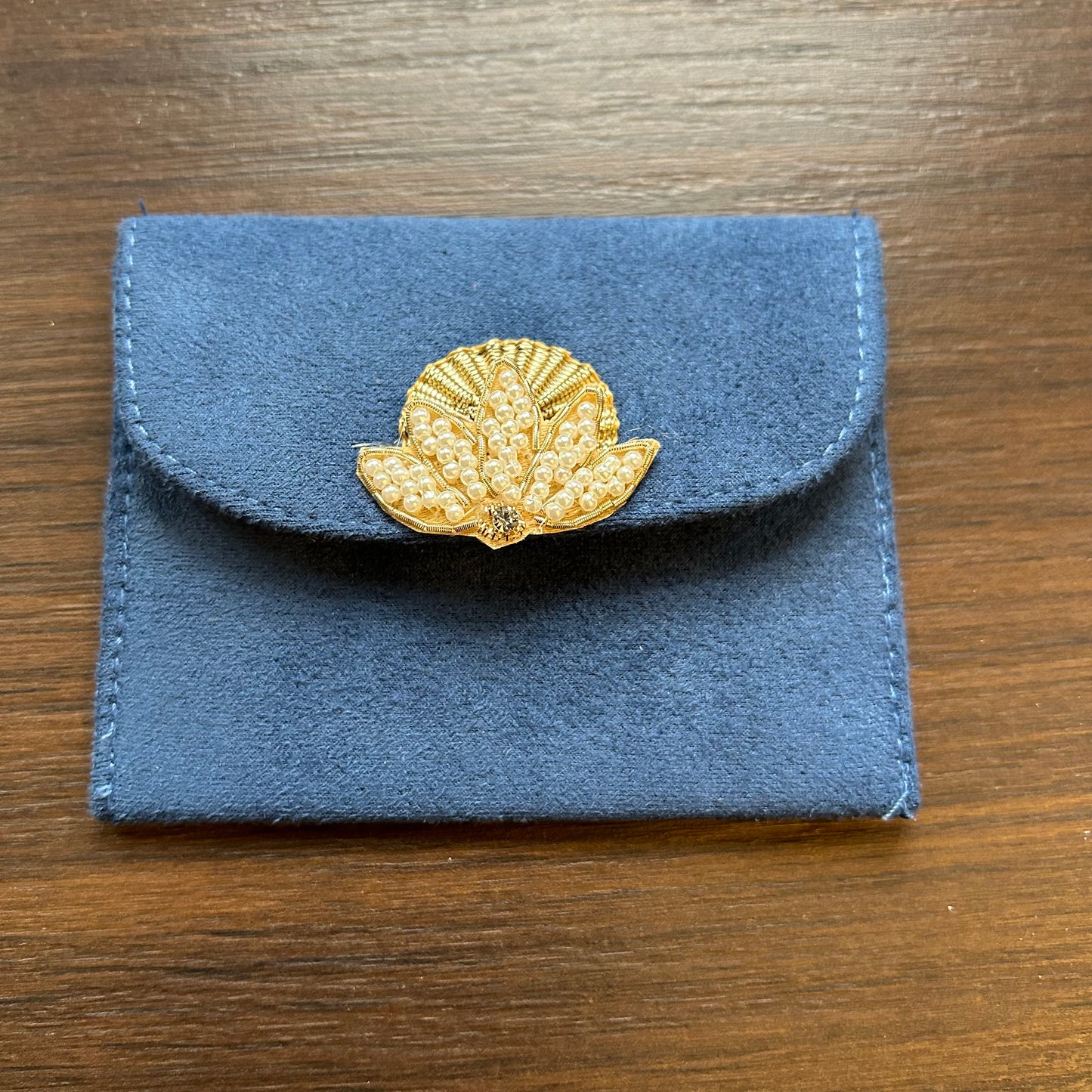Lotus Motif Suede Envelope - Small