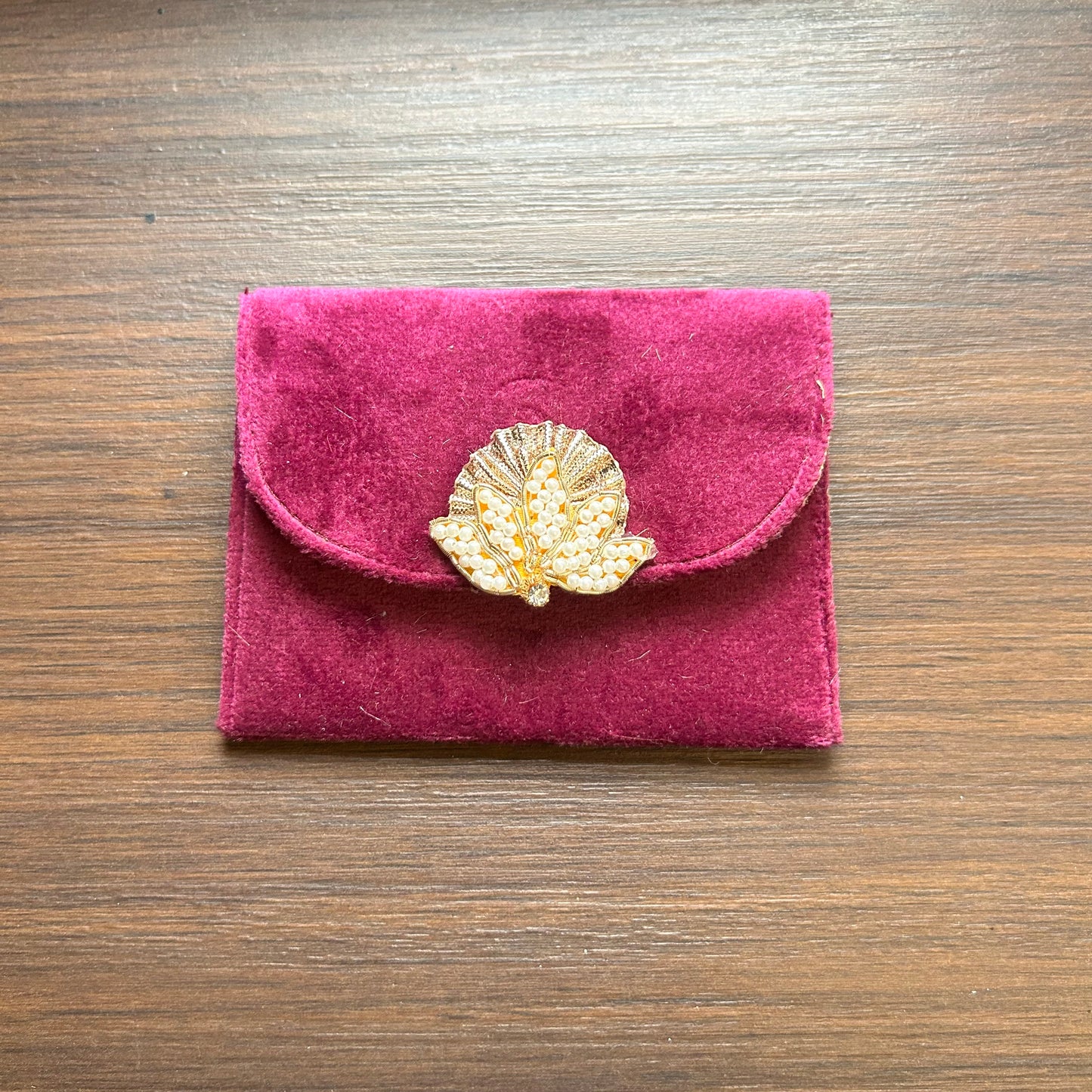 Lotus Motif Suede Envelope - Small