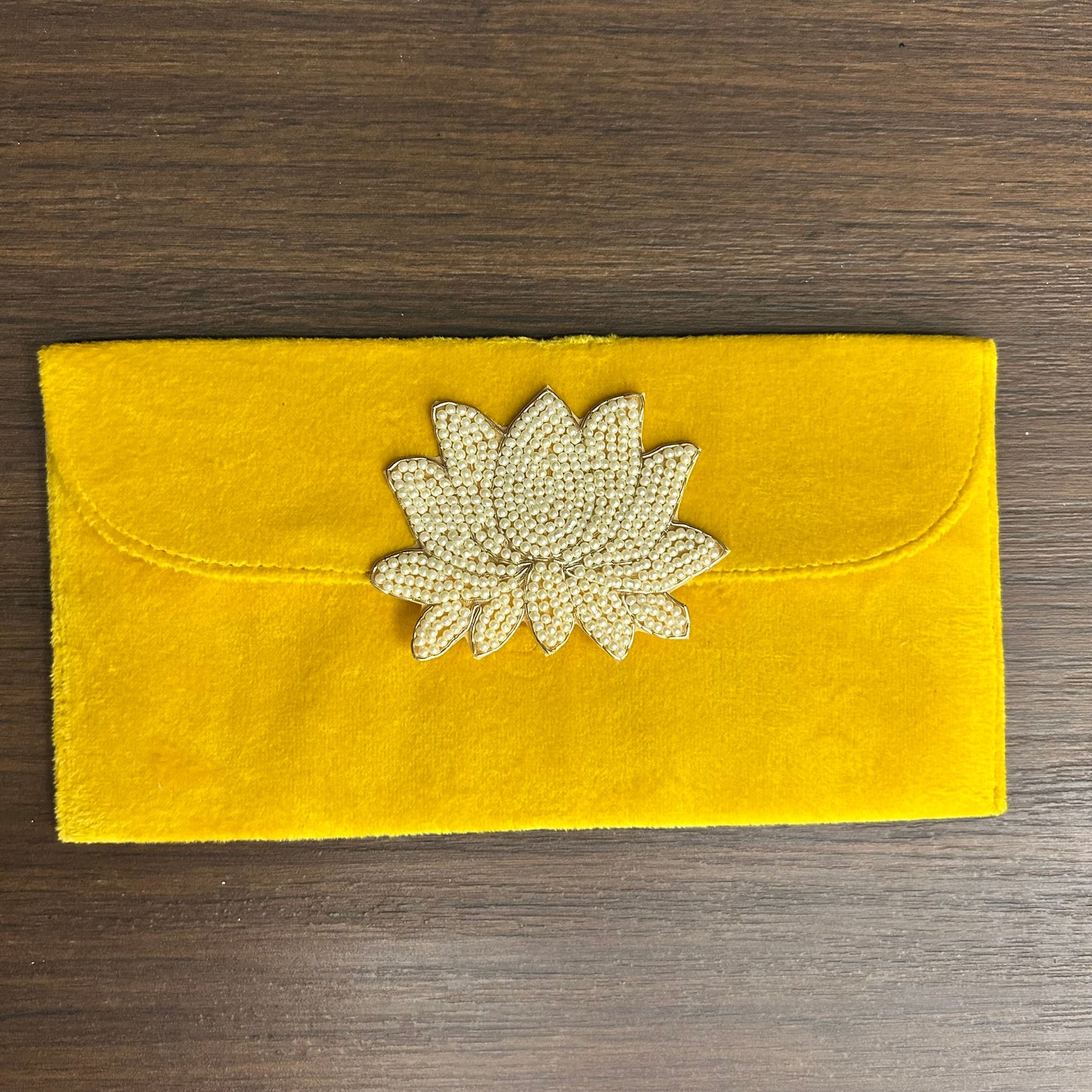 Lotus Motif Suede Envelope - Large