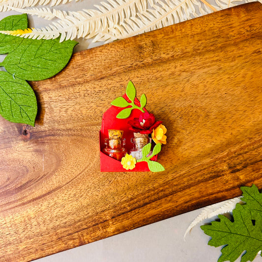 Bottles in a Floral Box Roli Chawal