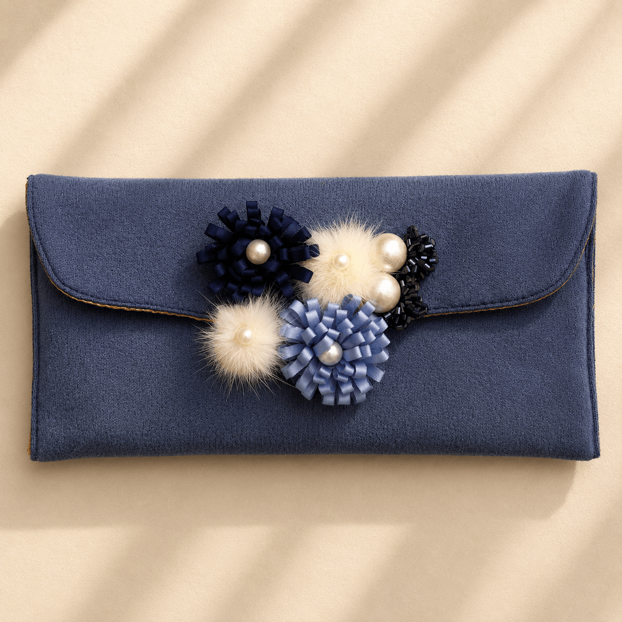 Lotus Motif Suede Foam Envelope - Large