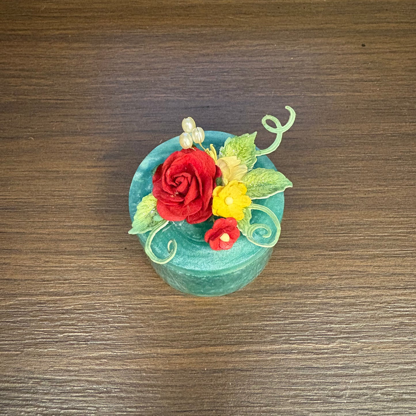 Aqua Rose Resin Box