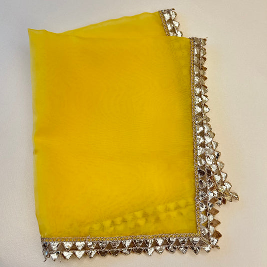 Rectangular Lace Lemon Organza Tray Cover
