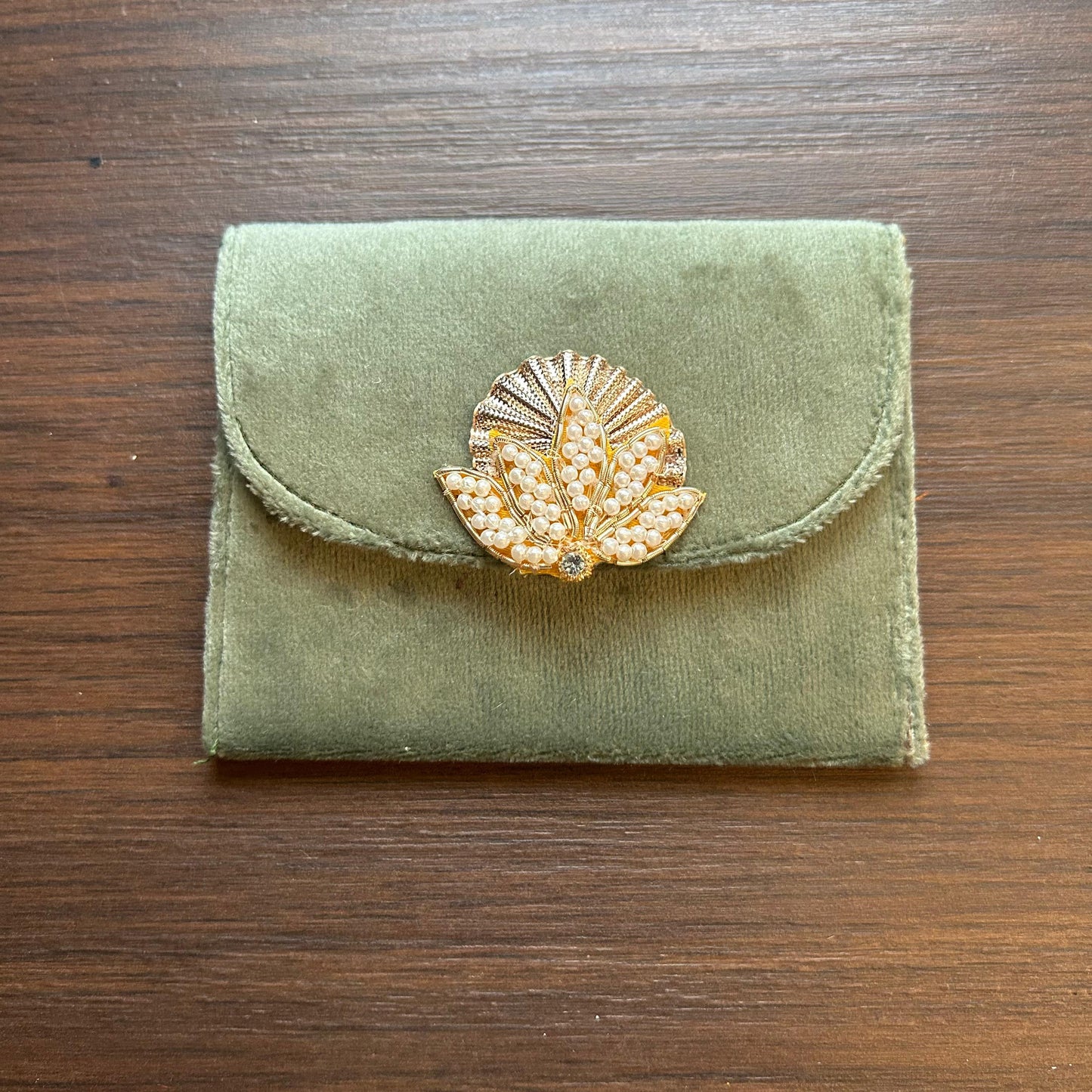 Lotus Motif Suede Envelope - Small