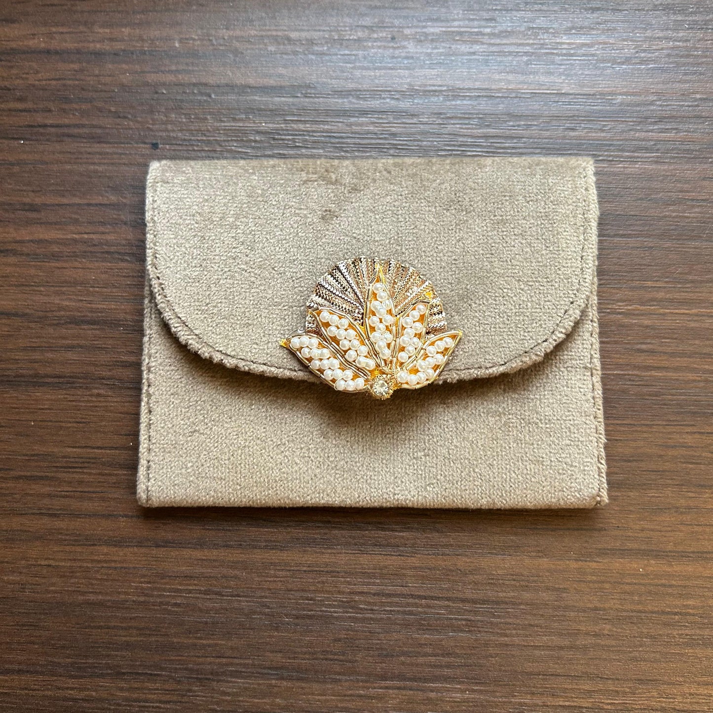Lotus Motif Suede Envelope - Small