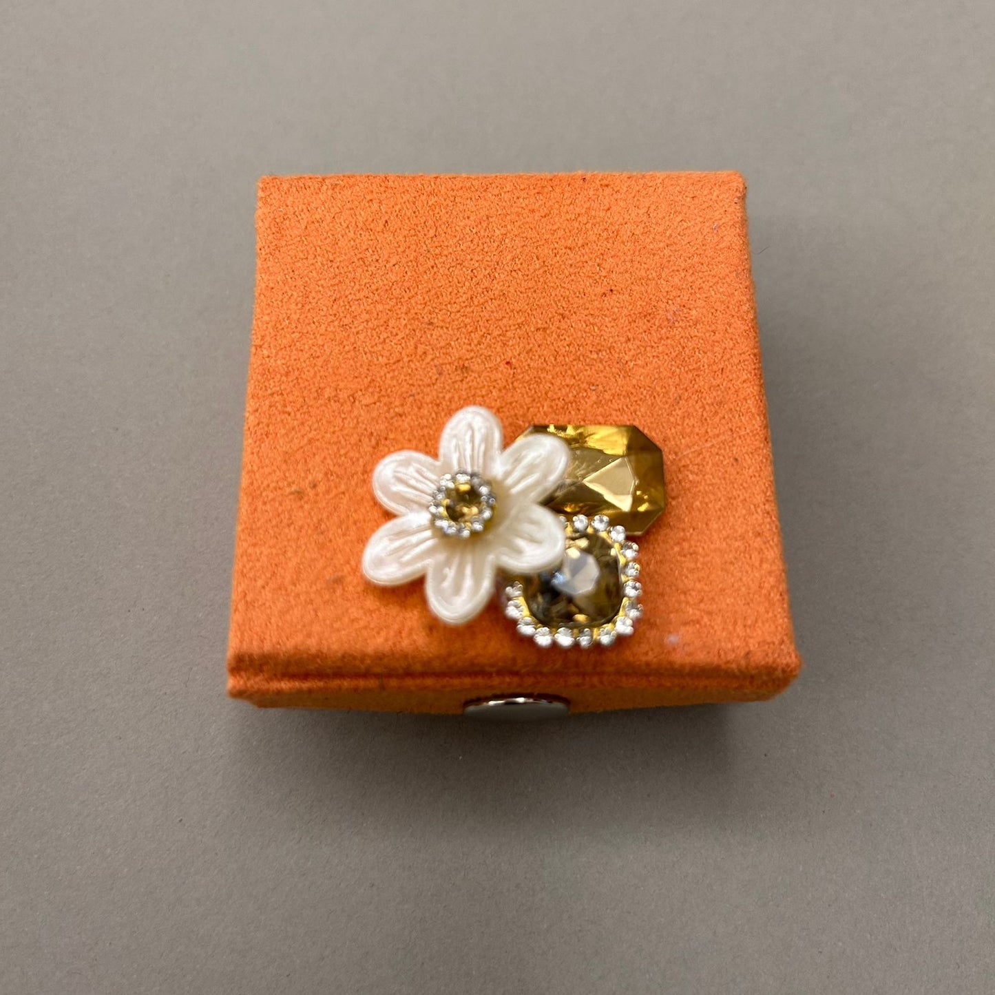 Suede Ginni Box with Pearl Flower