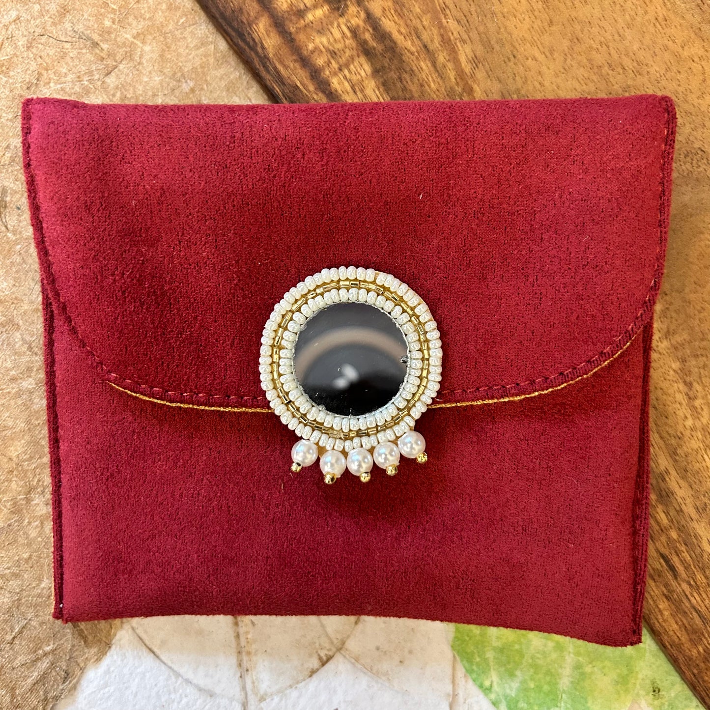 Mirror Motif Suede Foam Envelope - Medium