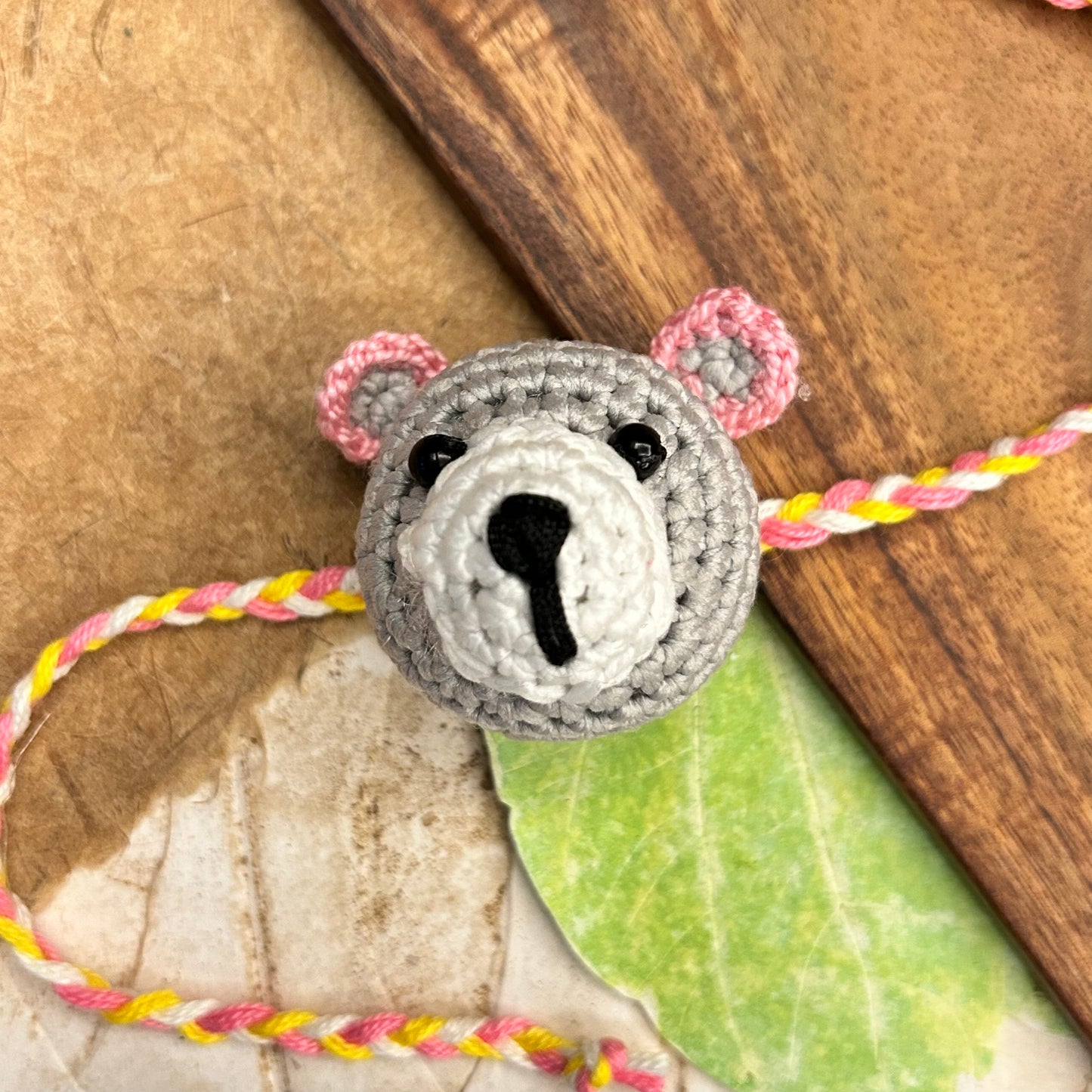 Teddy Crochet Rakhi - handcrafted kids' rakhi for boys, alternate view | Traditions4u