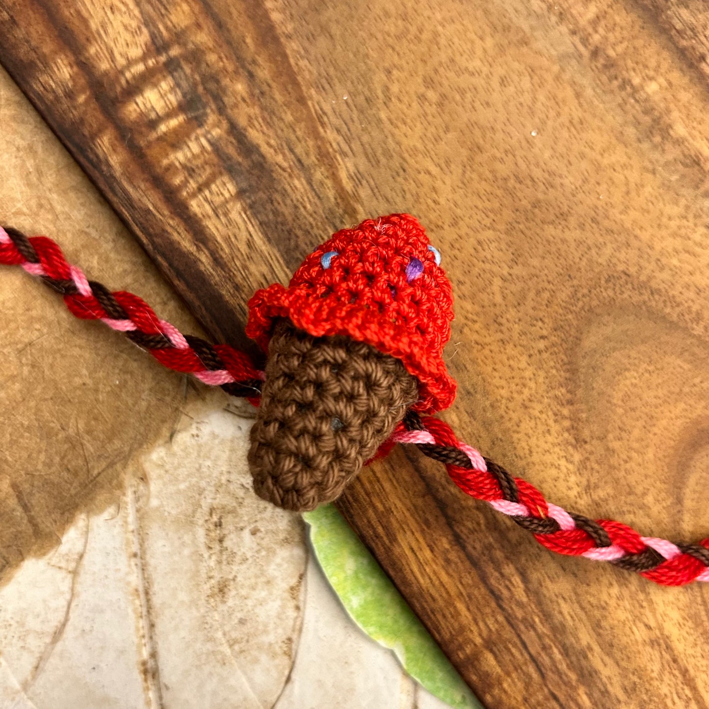 Ice Cream Crochet Rakhi - handcrafted kids' rakhi for boys, design detail | Traditions4u