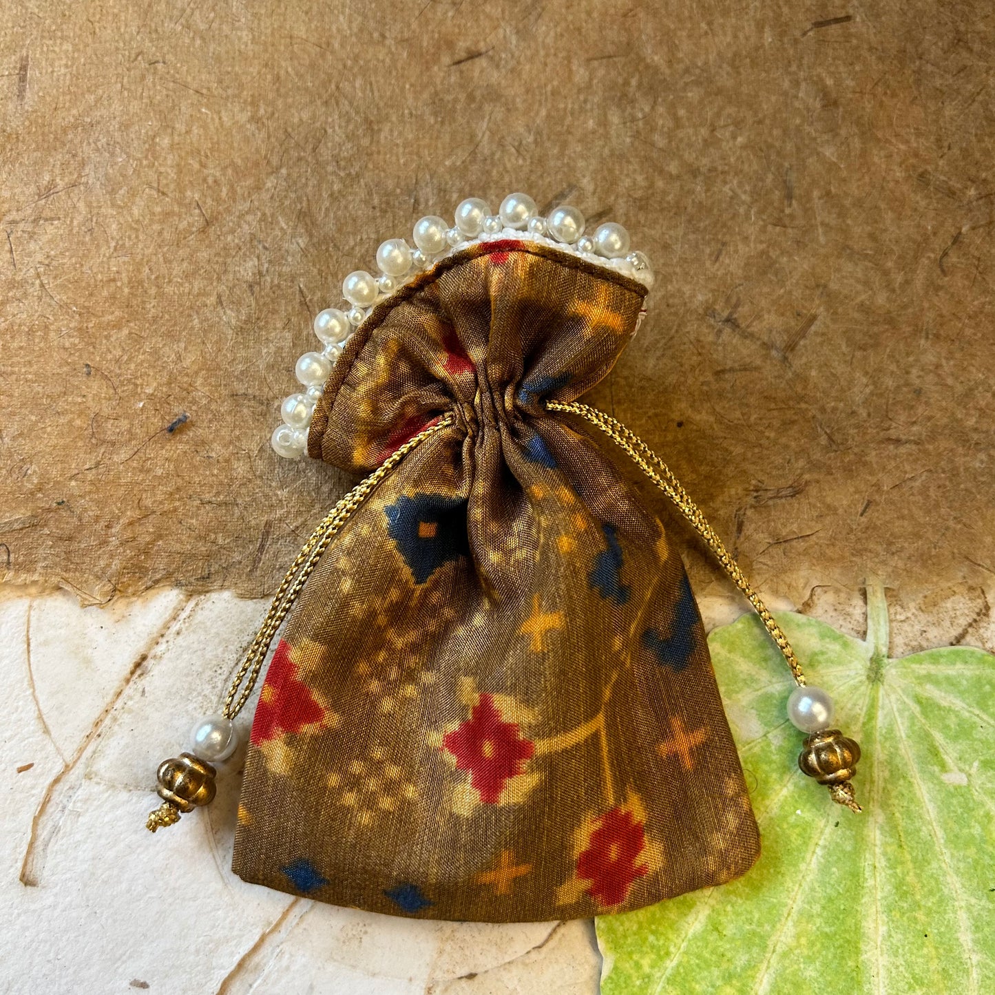 Patola with pearl beads Pasa Bags