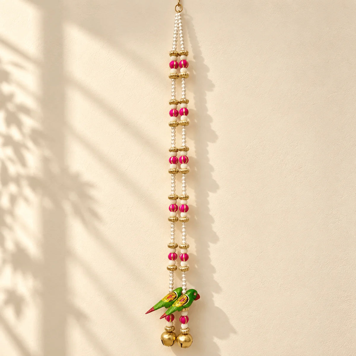 Parrot Hanging with Pink Gota Balls