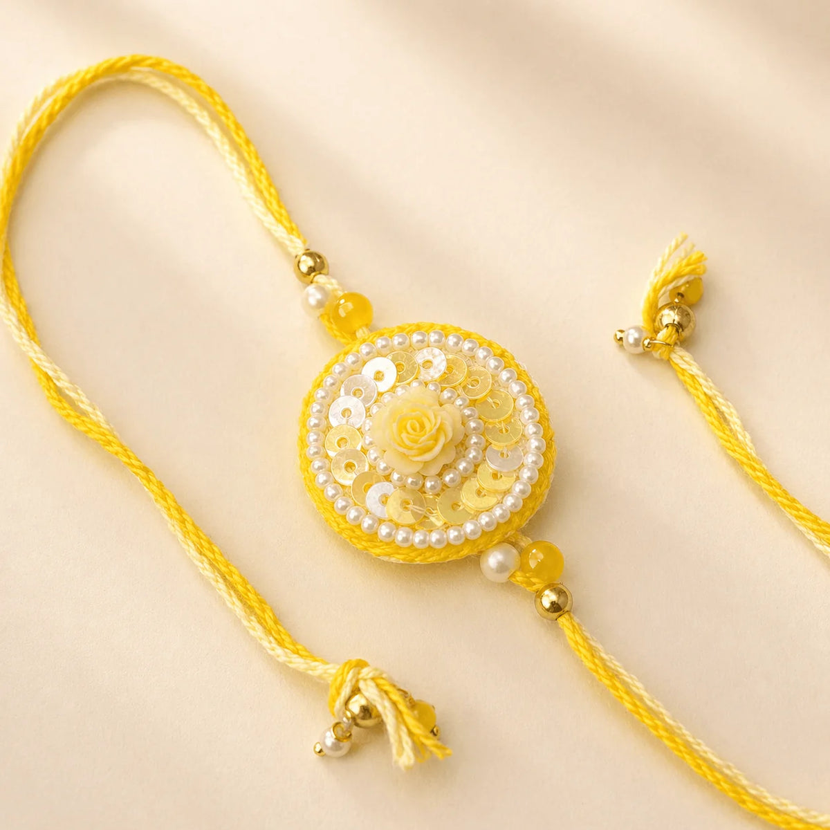 Small Rose Chakalya - handcrafted Chakalya for Raksha Bandhan puja, design detail | Traditions4u