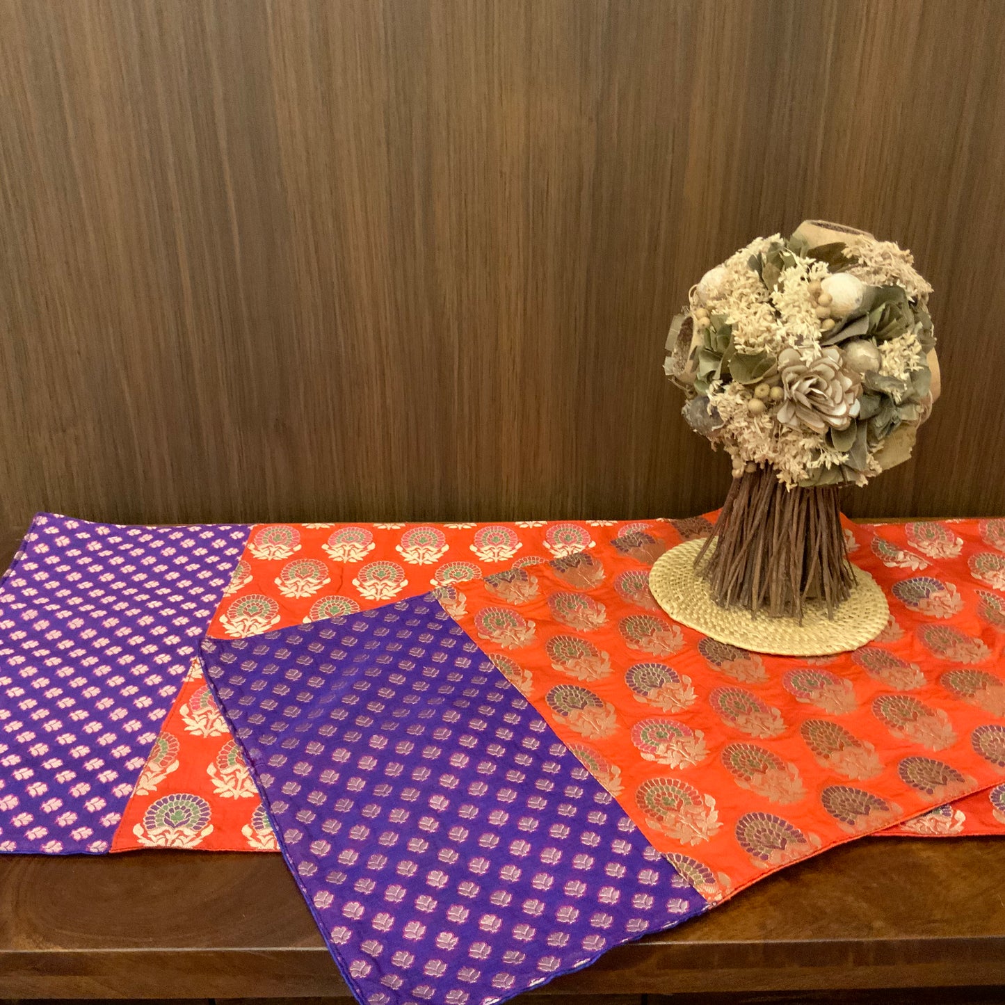 Orange & Purple Brocade Cloth Mats