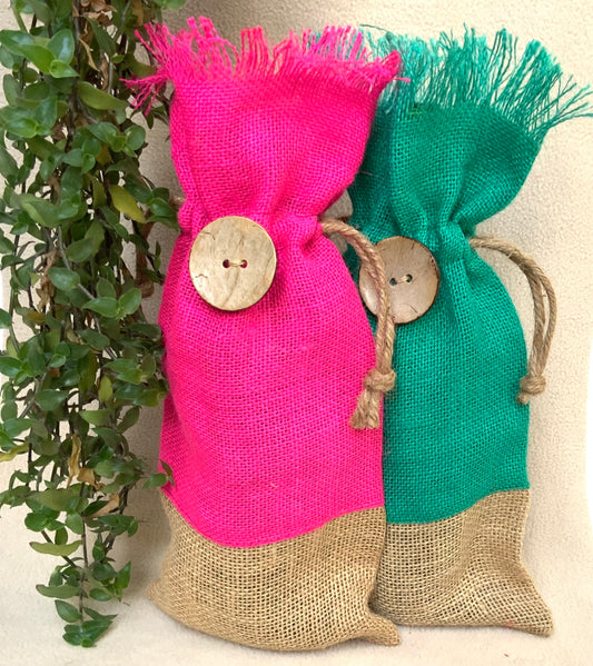Color Jute Button Bags
