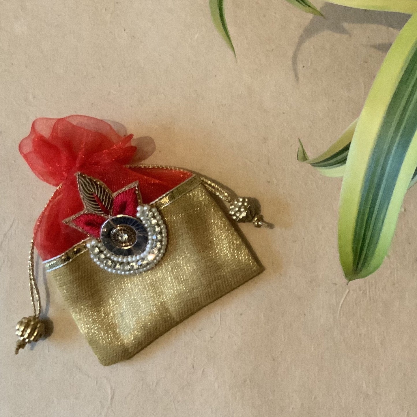 Red & gold coin bag