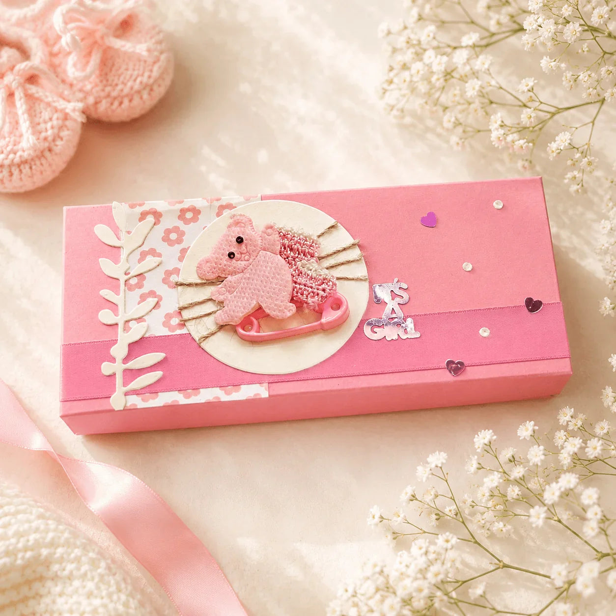Boxes - Birth Announcement - Baby Girl