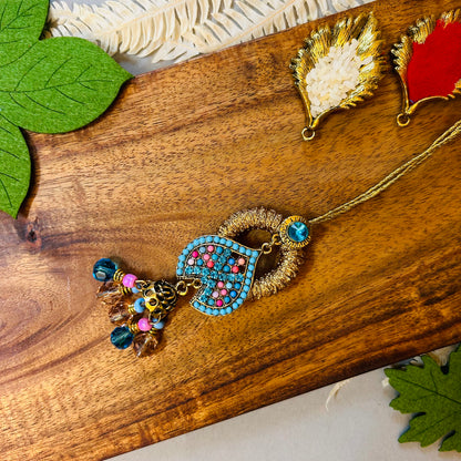 Long Stone Earring Lumba - handcrafted Lumba rakhi for bhabhi, alternate view | Traditions4u