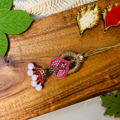 Long Stone Earring Lumba - handcrafted Lumba rakhi for bhabhi, styled view | Traditions4u