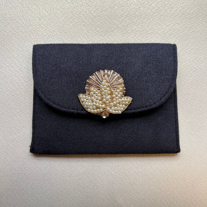 Lotus Motif Suede Envelope - Small