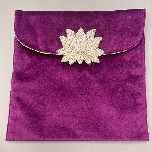 Lotus Motif Suede Foam Envelope - Double Gaddi