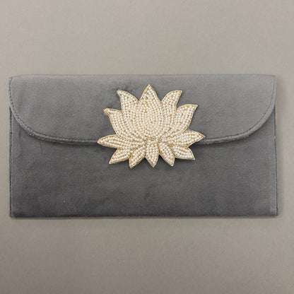 Lotus Motif Suede Envelope - Large