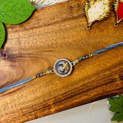 Stone Ring Om Chakalya - handcrafted Chakalya for Raksha Bandhan puja, back view | Traditions4u