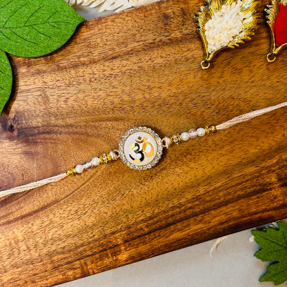 Stone Ring Om Chakalya - handcrafted Chakalya for Raksha Bandhan puja, design detail | Traditions4u