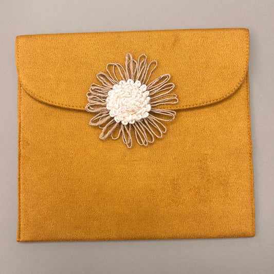 Jute Flower Suede Envelope - Double