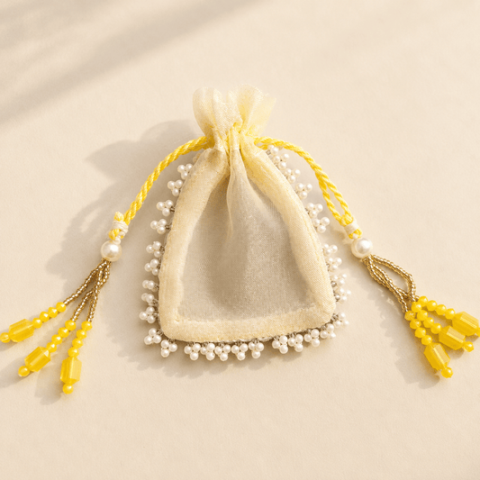 Pearl Border Organza Coin Bags