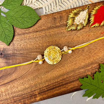 Sequin Chakalya - handcrafted Chakalya for Raksha Bandhan puja, design detail | Traditions4u