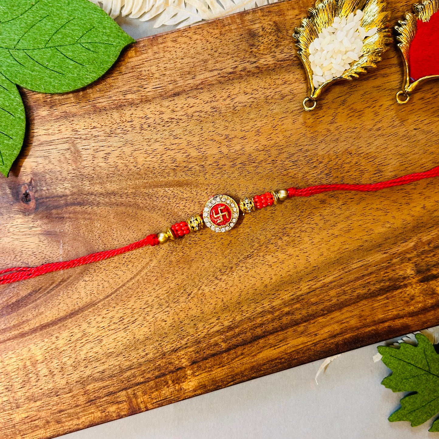 Small Sathia Meenakari Red Rakhi