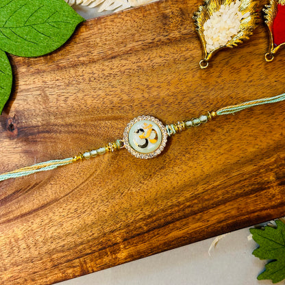 Stone Ring Om Chakalya - handcrafted Chakalya for Raksha Bandhan puja, styled view | Traditions4u