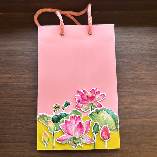 Pink Lotus Paper Bag