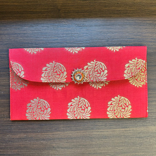 Red & Gold Brocade Fabric Envelope