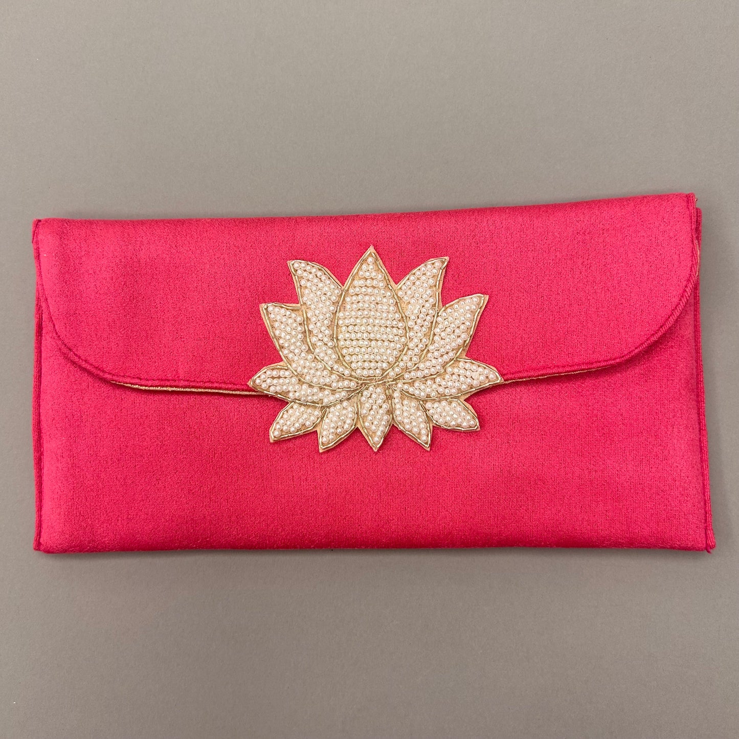 Lotus Motif Suede Foam Envelope - Large