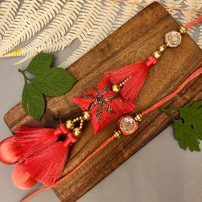 Pillow Rakhi & Lumba Set - handcrafted Rakhi & Lumba set, alternate view | Traditions4u