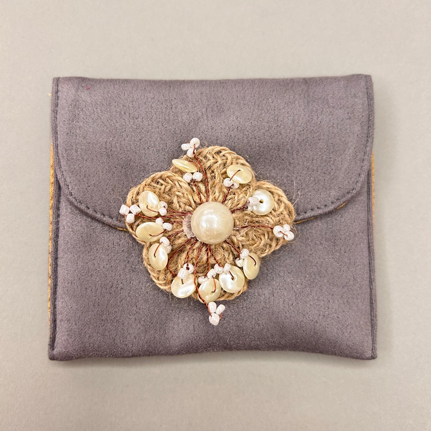 Jute Flower Suede Foam Envelope - Medium