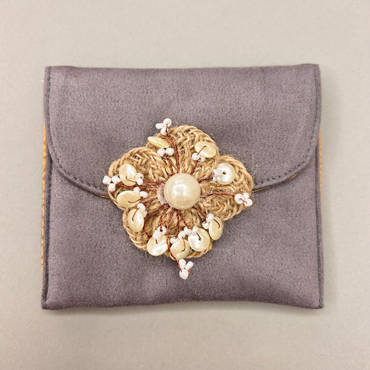 Jute Flower Suede Foam Envelope - Medium