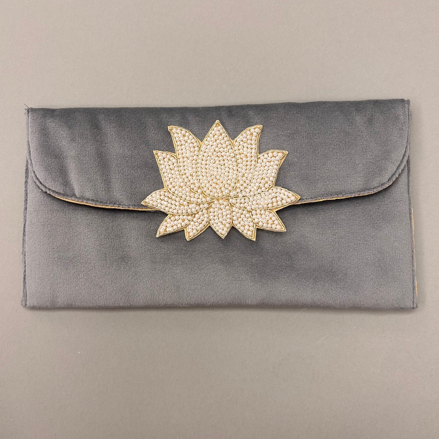 Lotus Motif Suede Foam Envelope - Large